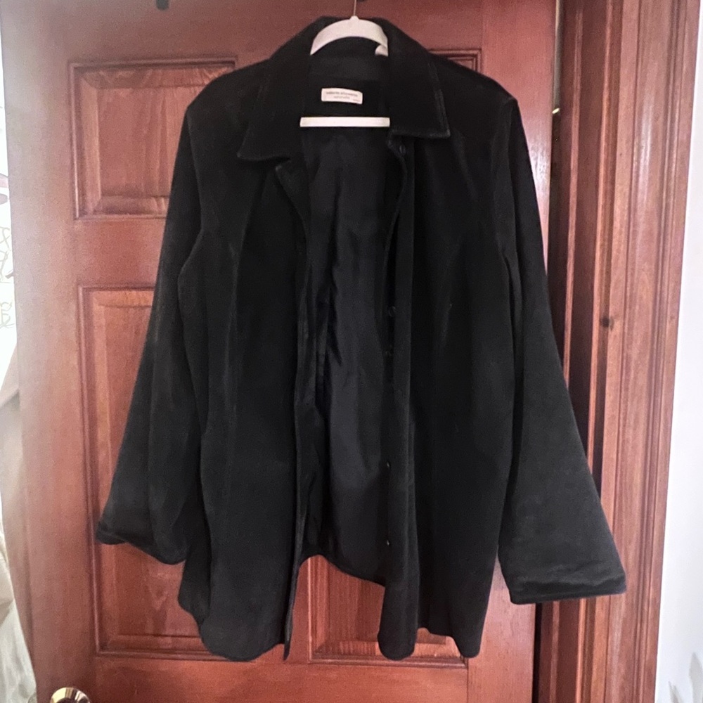 Valerie Stevens Black Suede Leather Trench Coat